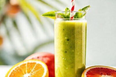 Batido tropical apetitoso y brillante