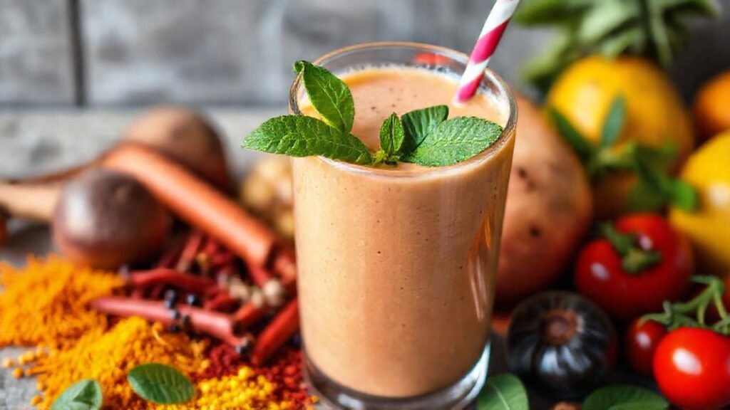 Un batido colorido y saludable destaca