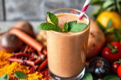 Un batido colorido y saludable destaca