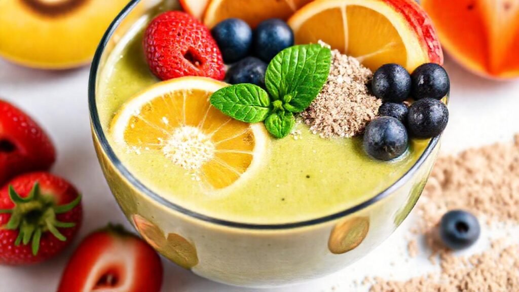 Batido colorido y saludable para el cuerpo
