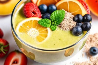 Batido colorido y saludable para el cuerpo
