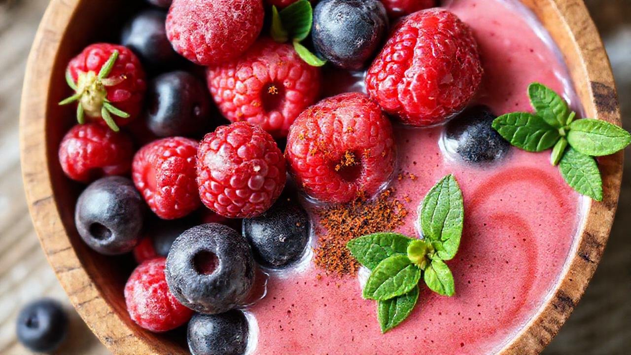 Bayas congeladas dan un smoothie saludable