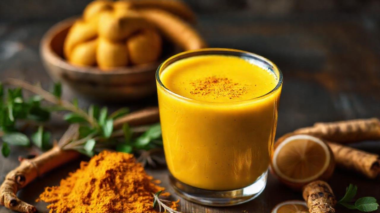 Batido de cúrcuma dorado, salud y vitalidad