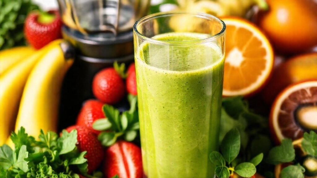 Un batido verde vibrante y apetitoso