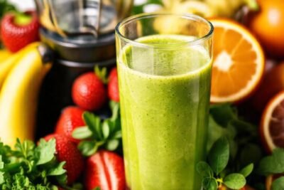 Un batido verde vibrante y apetitoso