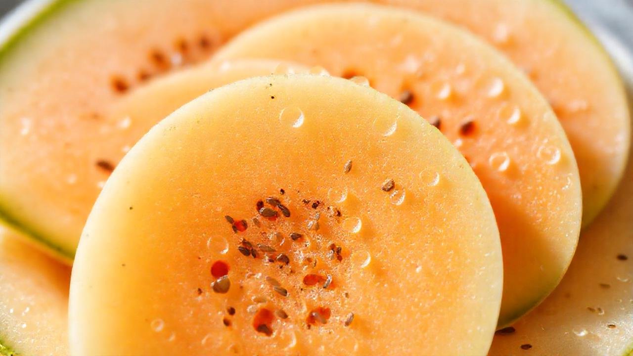 Melón jugoso, textura fresca y colorida