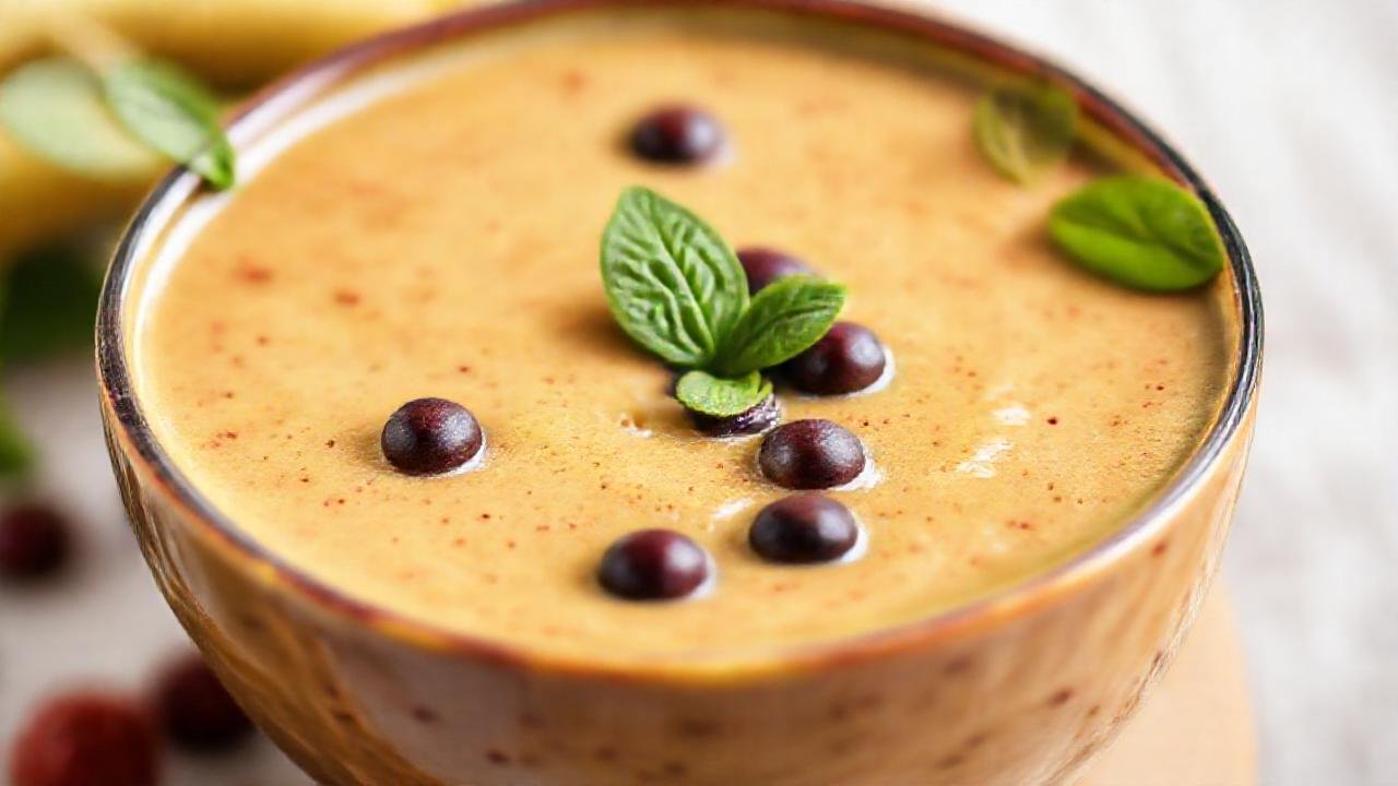 Batido saludable con detalles relajantes y coloridos