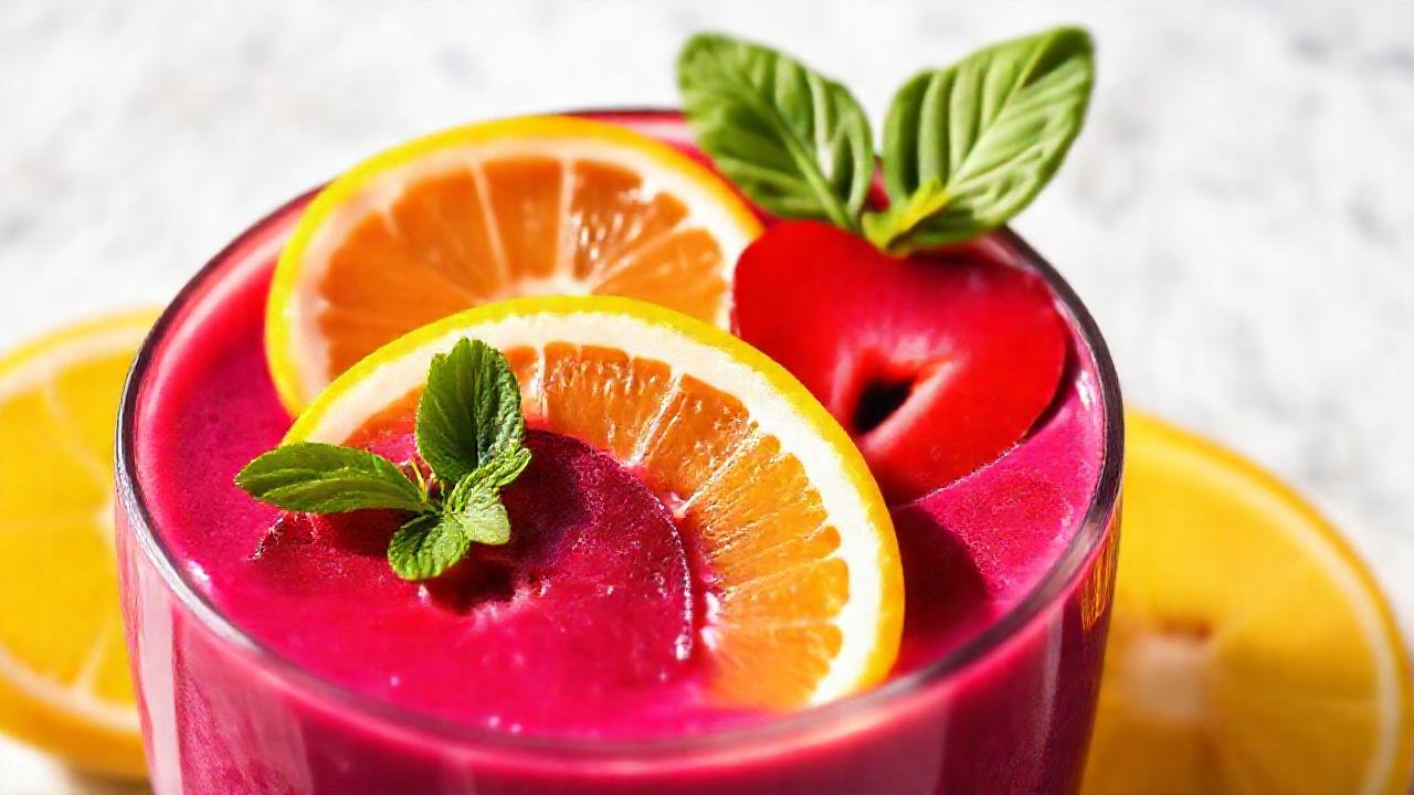 Batido colorido y saludable, apetitoso y fresco