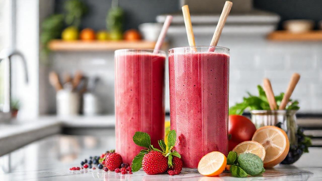 Batido saludable en cocina moderna