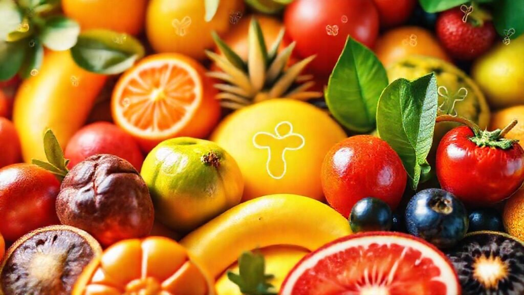 Fruta saludable brilla con luz cálida