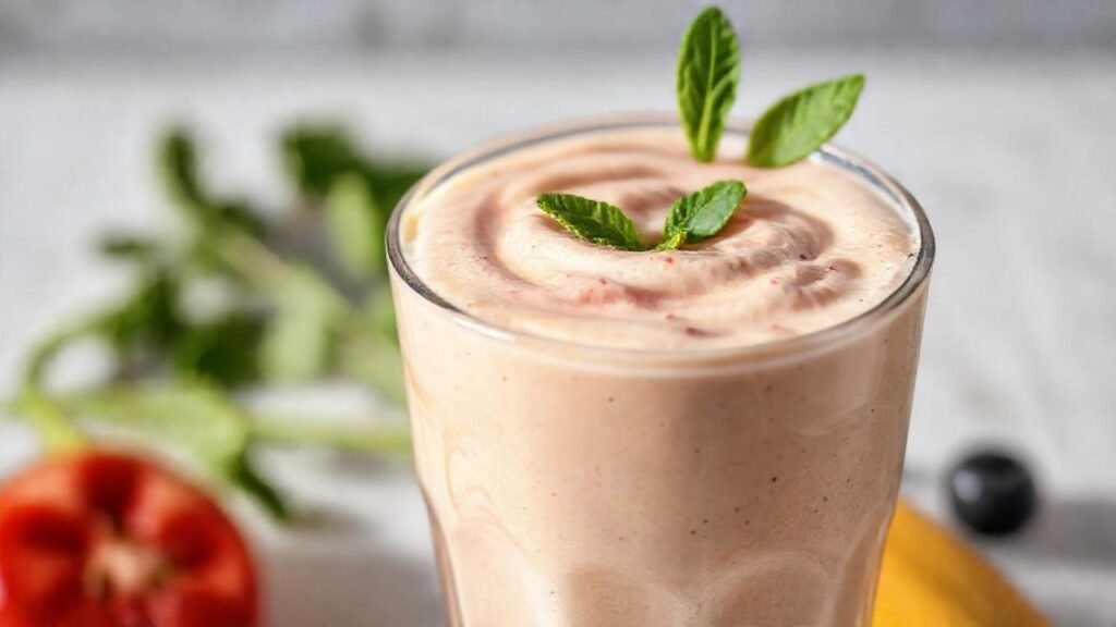 Un batido cremoso y apetitoso se muestra