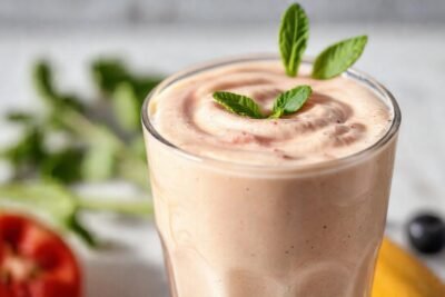 Un batido cremoso y apetitoso se muestra