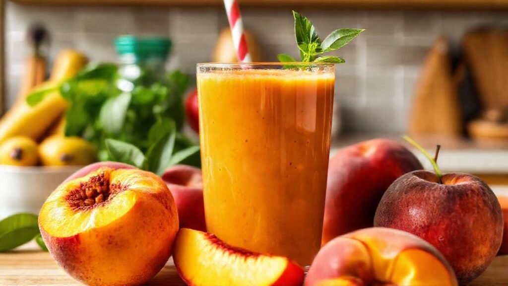 Melocotones jugosos en un smoothie saludable