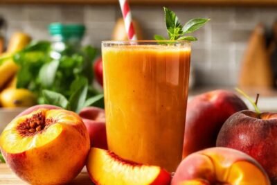 Melocotones jugosos en un smoothie saludable