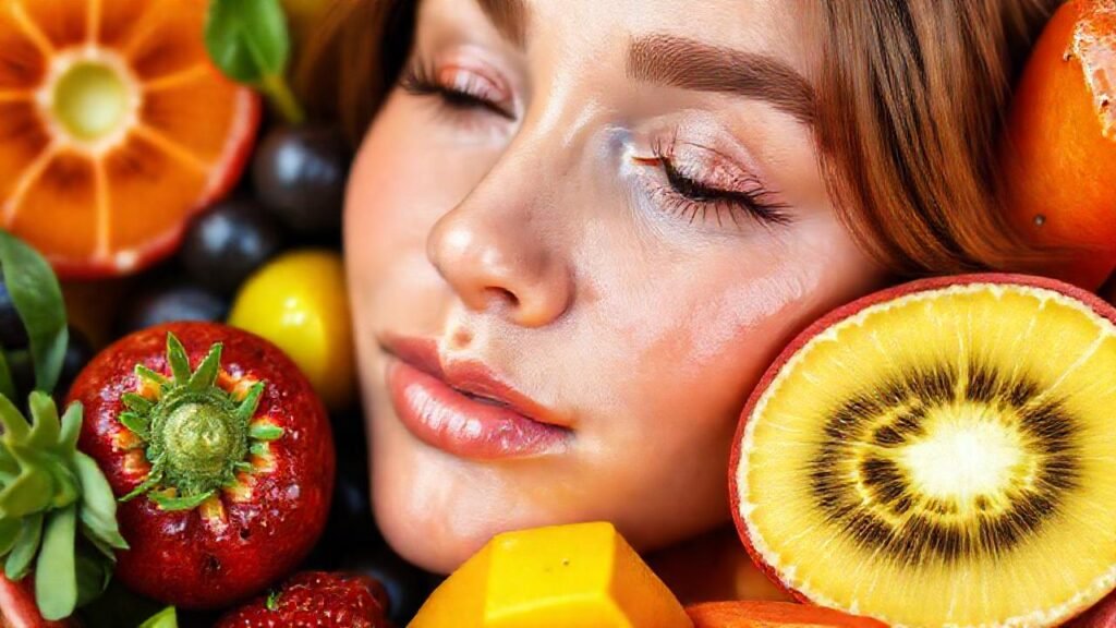 Frutas y belleza natural radiante