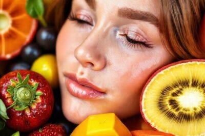 Frutas y belleza natural radiante