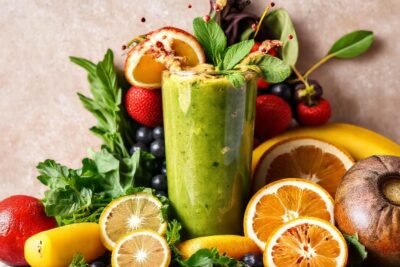 Batido saludable y apetitoso en primer plano