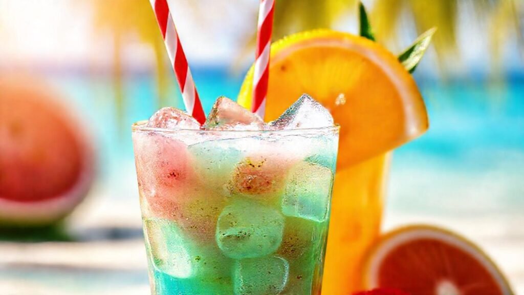 Batido tropical refrescante en la playa