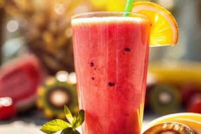 Batido tropical vibrante y apetitoso