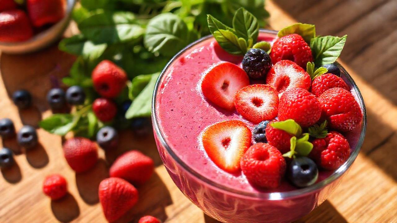 Un batido de frutas saludables y vibrante