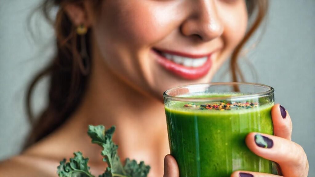 Un batido verde saludable y atractivo
