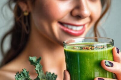 Un batido verde saludable y atractivo