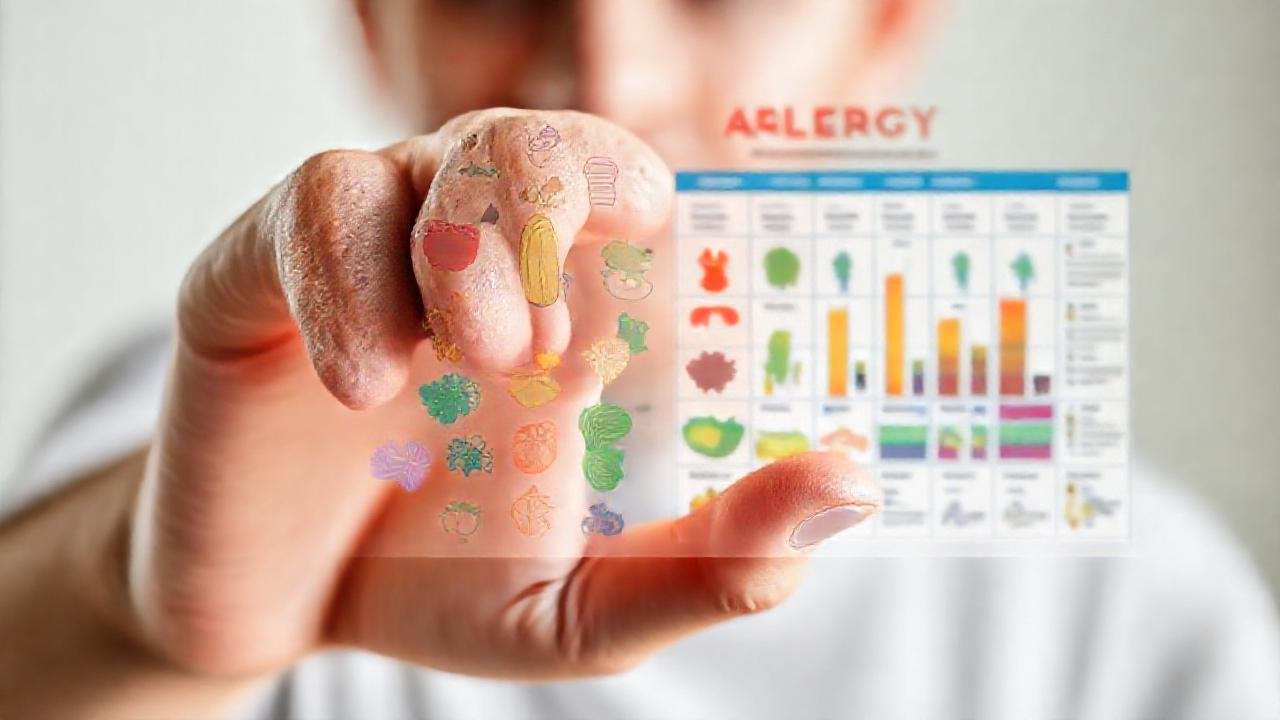 Mano preocupada muestra alergia alimentaria