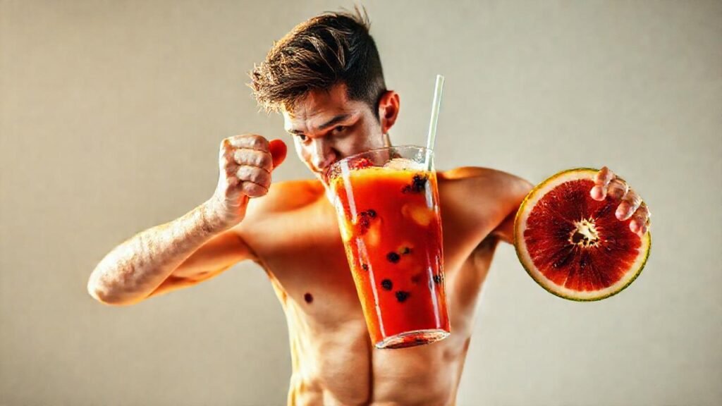 Atleta saludable con frutas energéticas