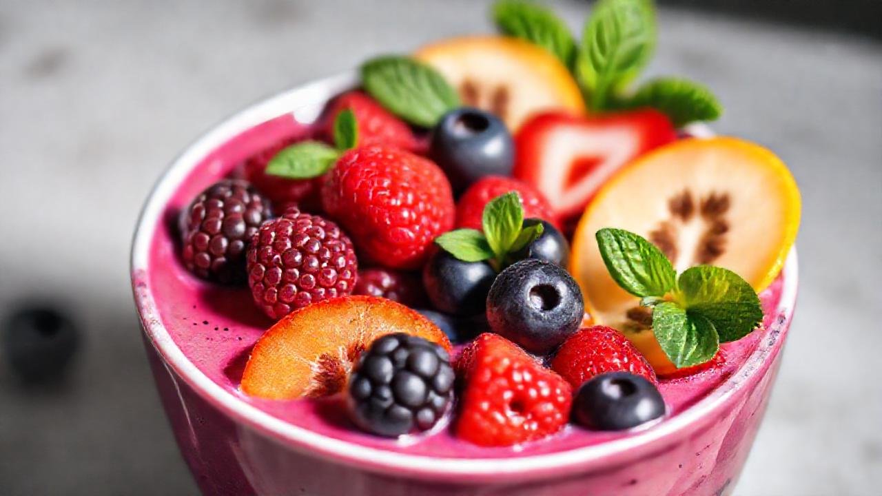 Un batido de bayas vibrantes promueve la salud