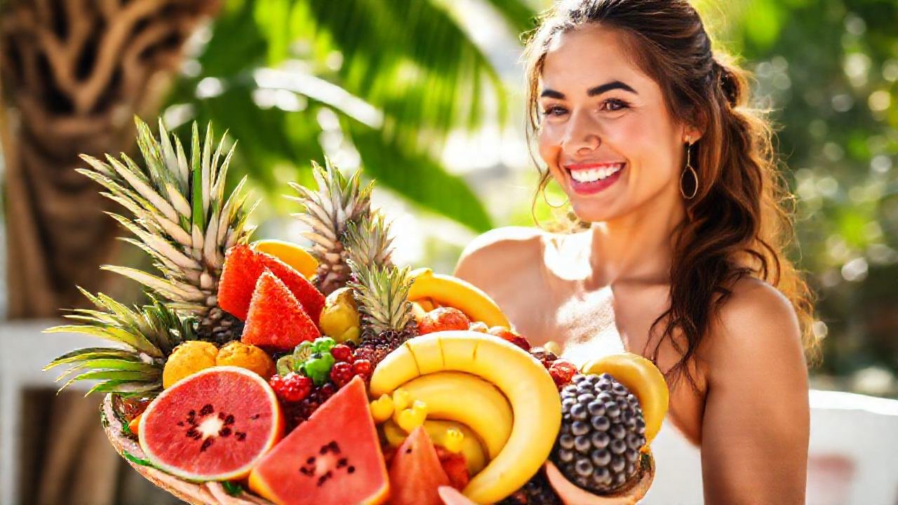 Fruta tropical saludable, alegría y bienestar