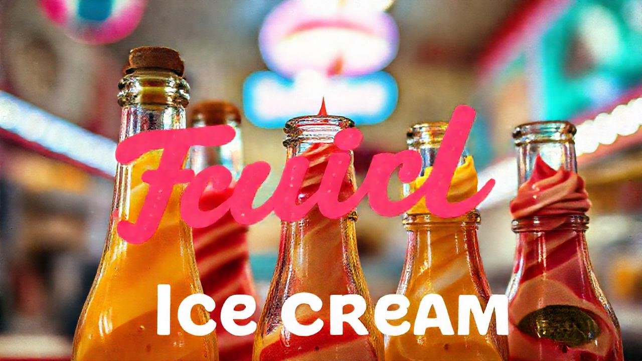 Helado vintage, colores vibrantes y nostálgico