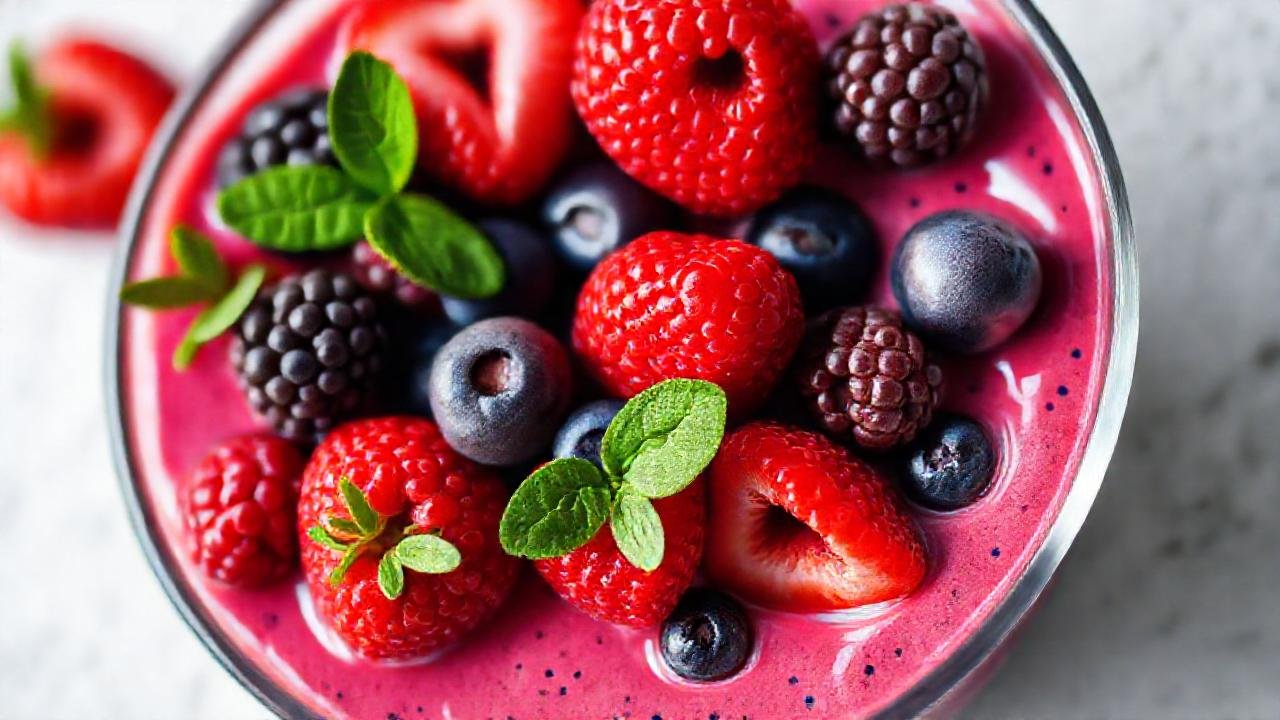 Un batido de bayas saludables y vibrante