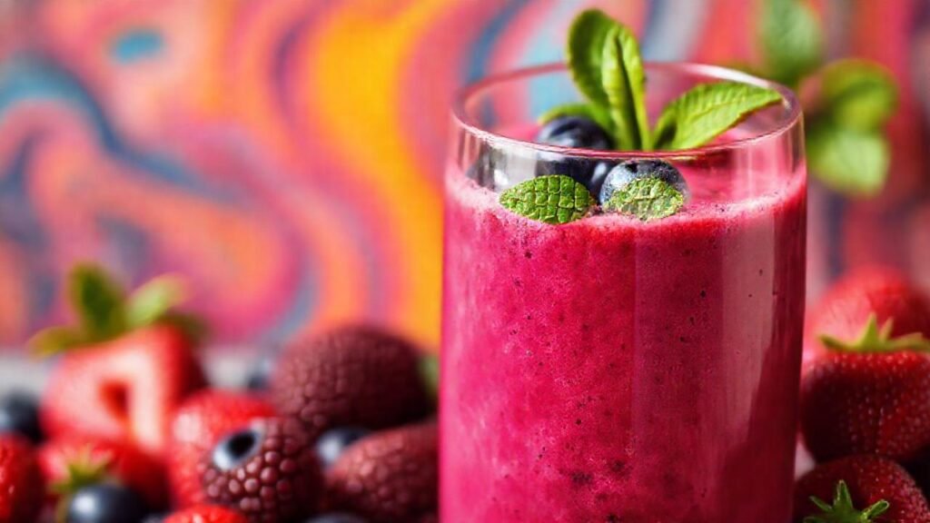 Bayas vibrantes en un smoothie saludable