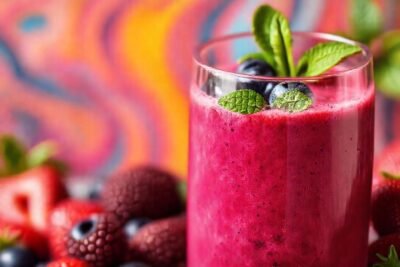Bayas vibrantes en un smoothie saludable