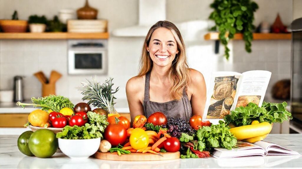 Alimentación sana brilla con alegría