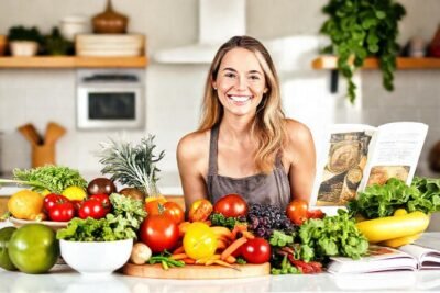 Alimentación sana brilla con alegría