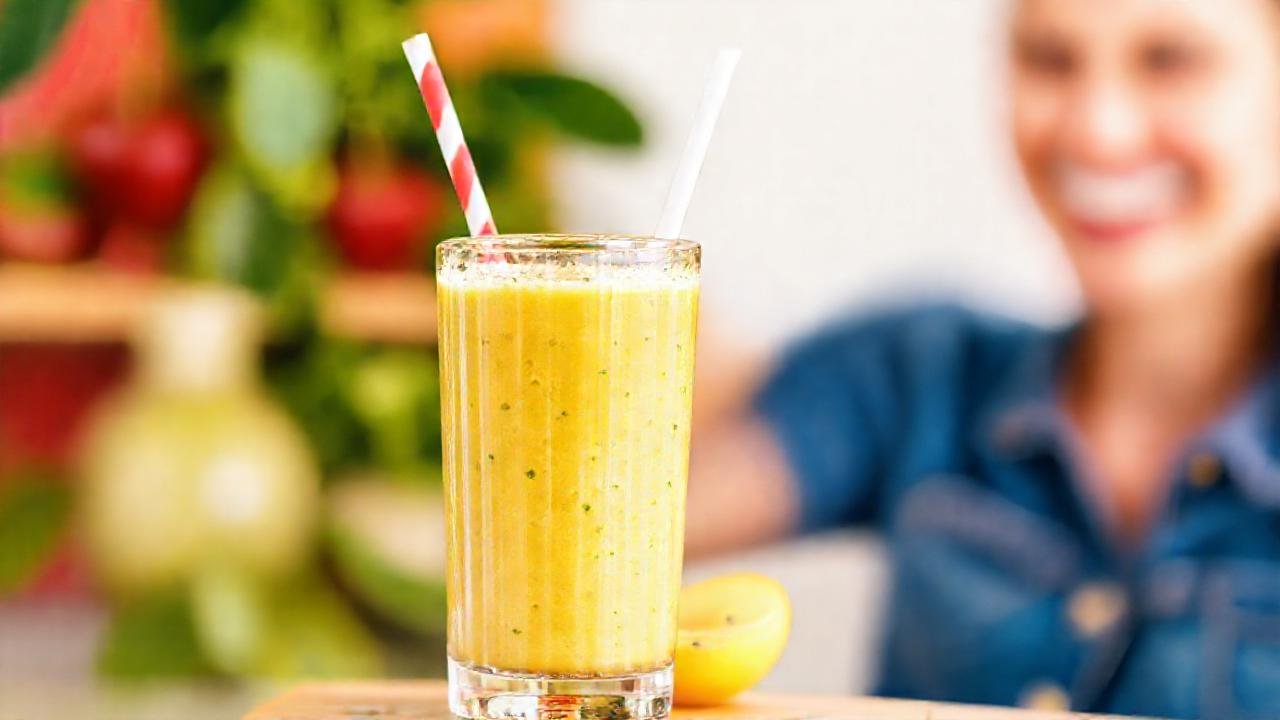 Batido saludable, claro y feliz