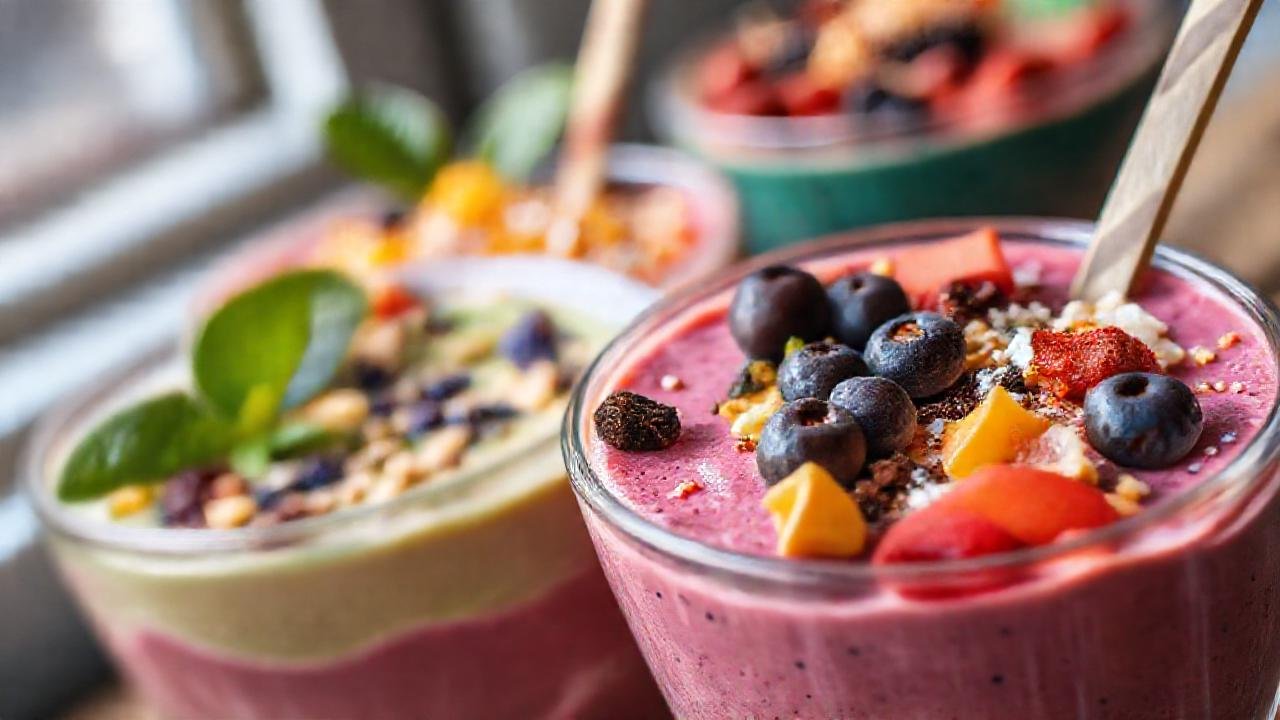 Batidos vibrantes y saludables, visualmente atractivos