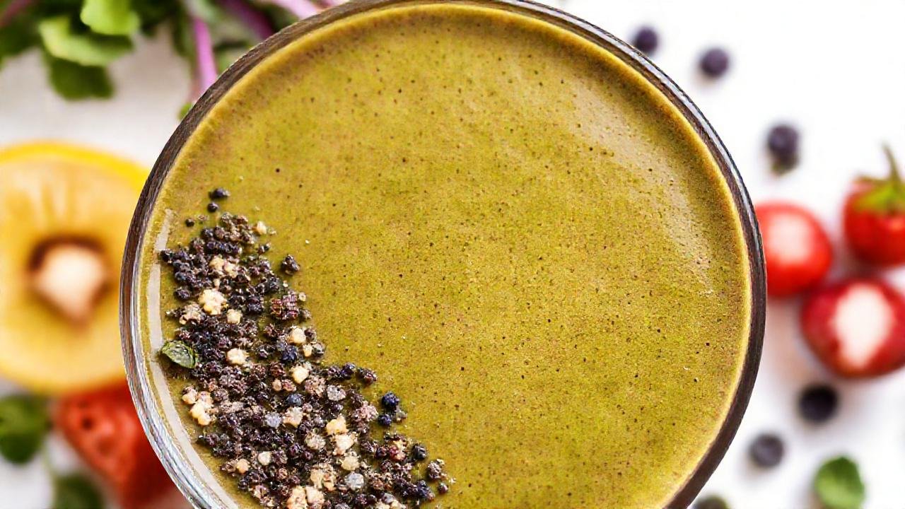 Un batido de spirulina saludable y colorido