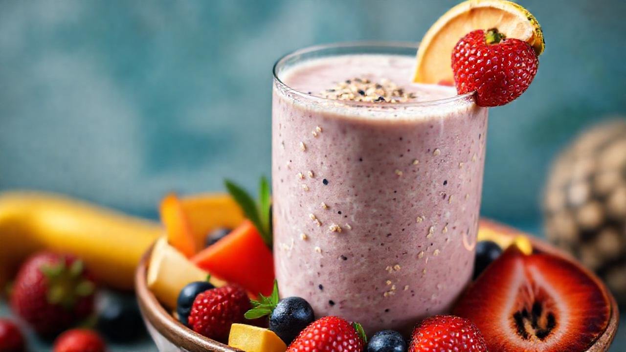 Batido saludable con frutas vibrantes