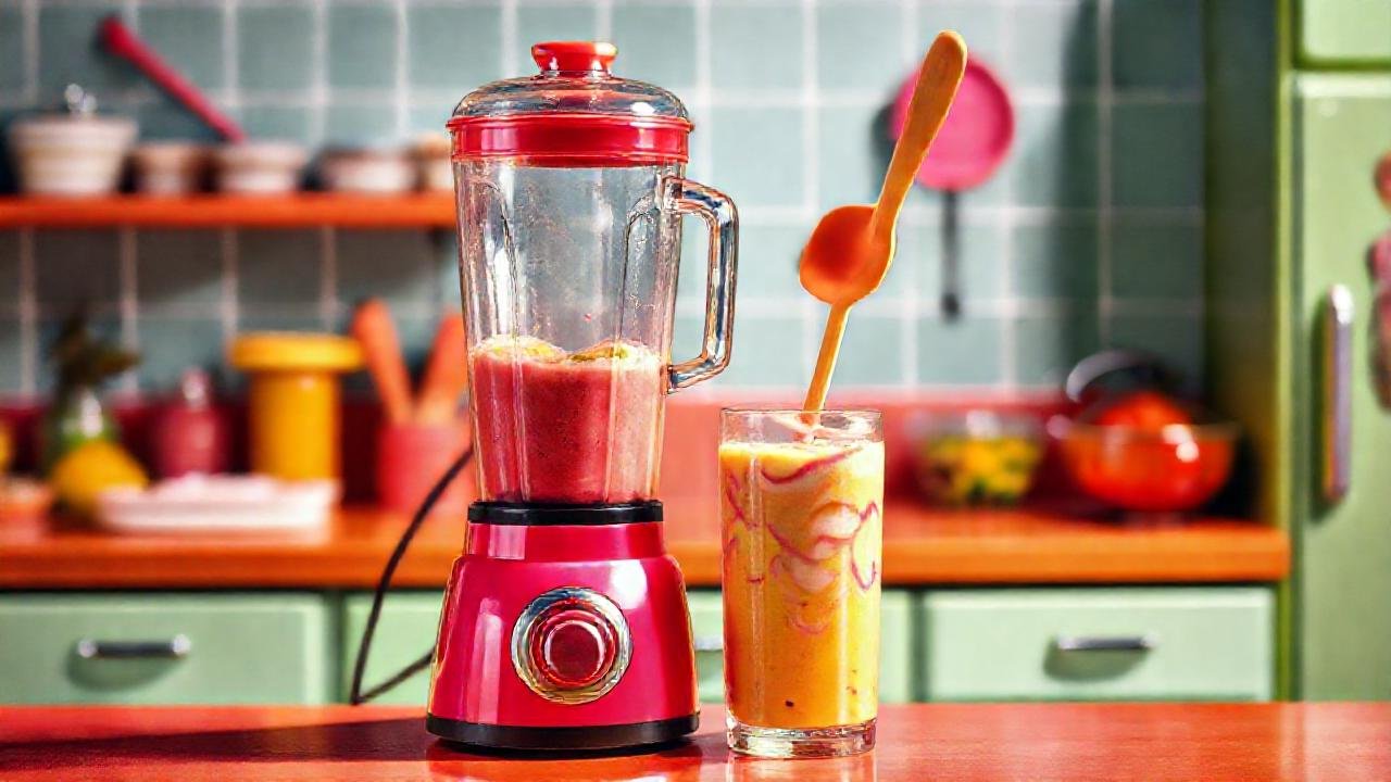 Una cocina retro crea un smoothie alegre