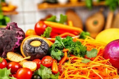 Alimentos saludables brillan en cocina cálida
