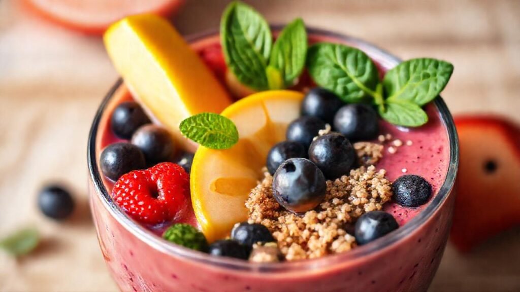 Un batido colorido y saludable brilla