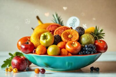 Fruta saludable ilumina un ambiente esperanzador