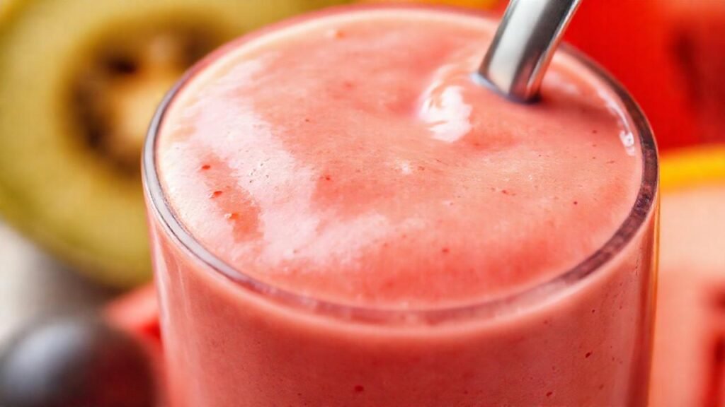 Un batido vibrante se derrama deliciosamente