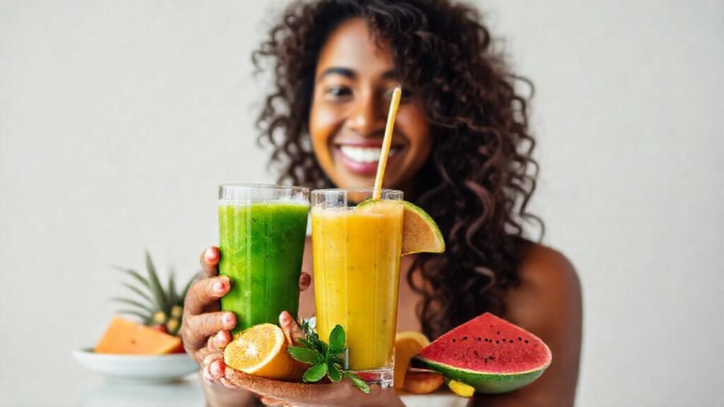Un batido tropical saludable ilumina la vida