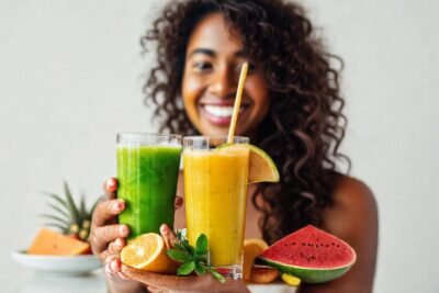 Un batido tropical saludable ilumina la vida