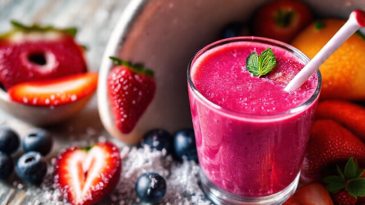 Batido colorido y divertido, derramado alegremente