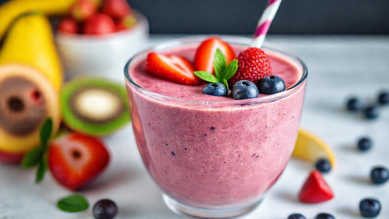 Batido colorido y saludable, apetitoso visualmente