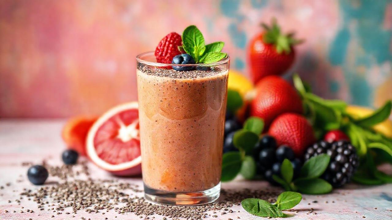 Batido saludable y colorido, moderno